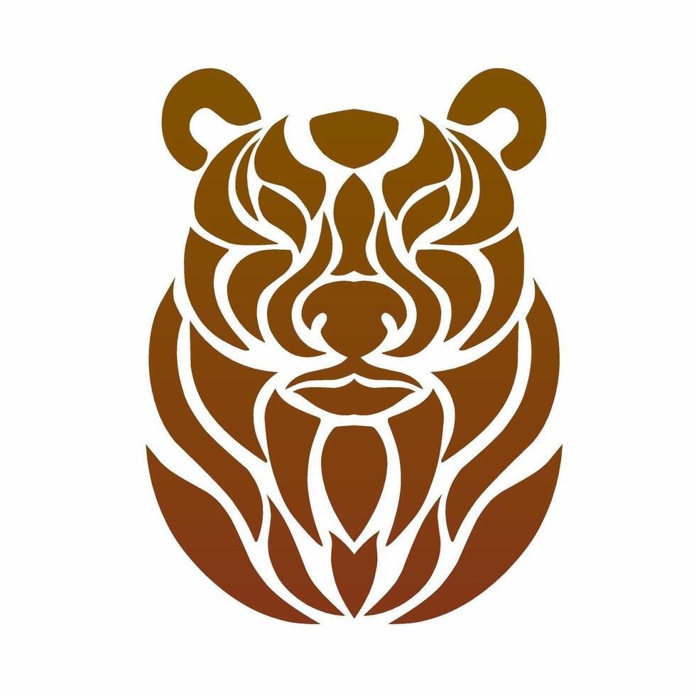Tribal Style Bear Head Illustration White background Design vector