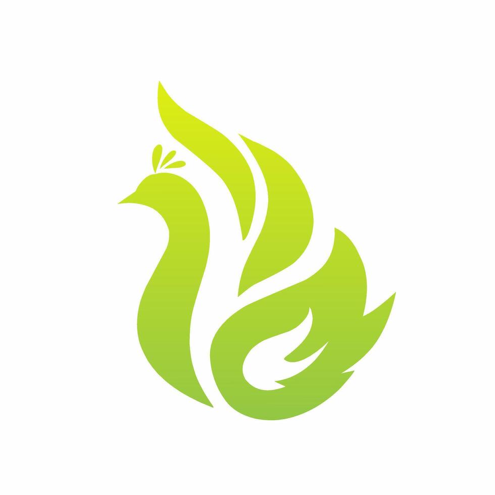 Elegant Green Gradient Peacock Logo Design Modern Nature Inspired Symbol vector