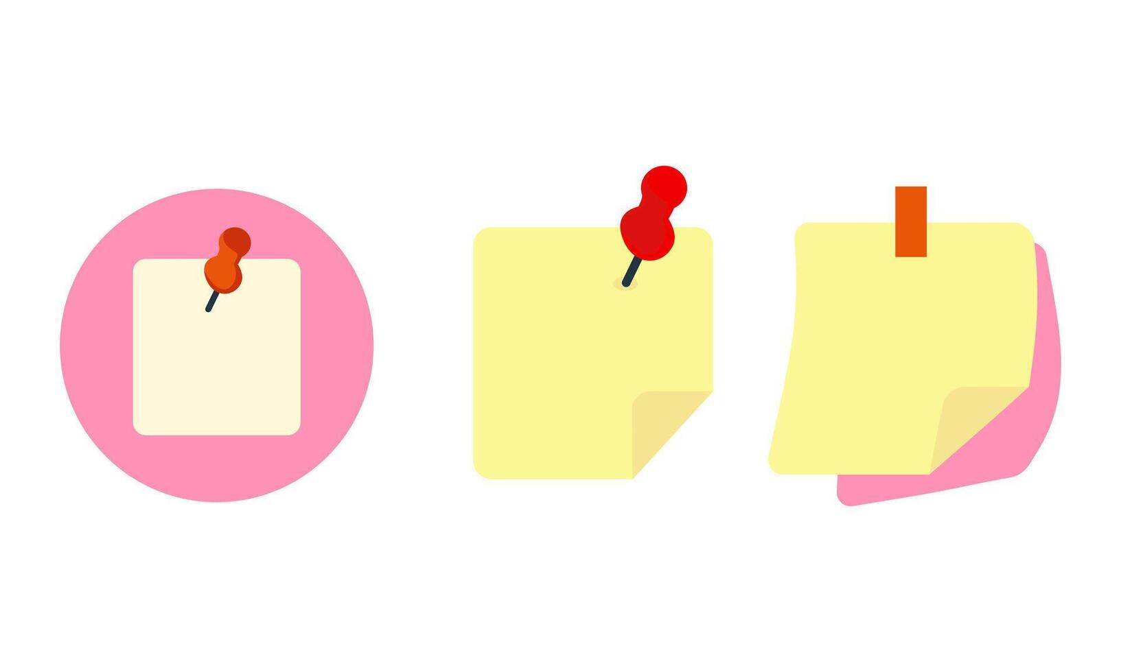 Dynamic Set of Colorful Sticky Notes with Attached Pushpins for Visual Reminders vector