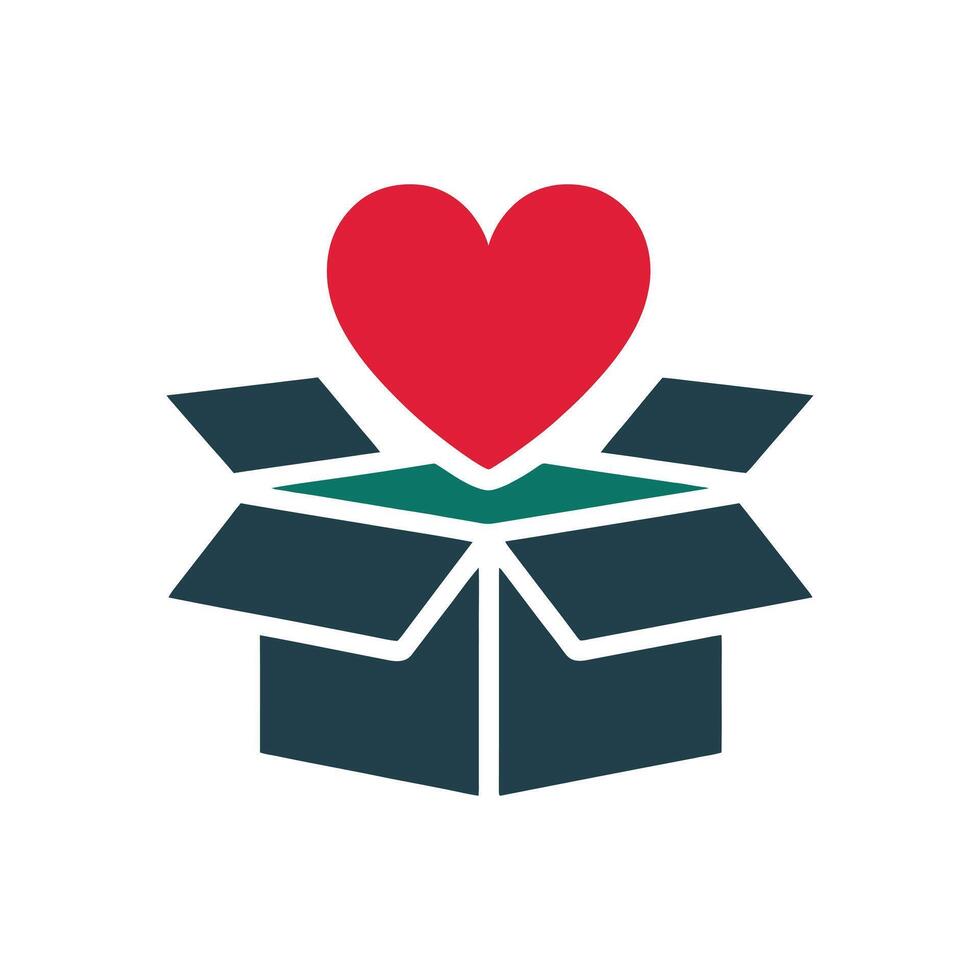 red heart coming out of an open gift box. The concept of a gift of love or a heartfelt surprise. Simple icon for Valentines Day or a special present vector