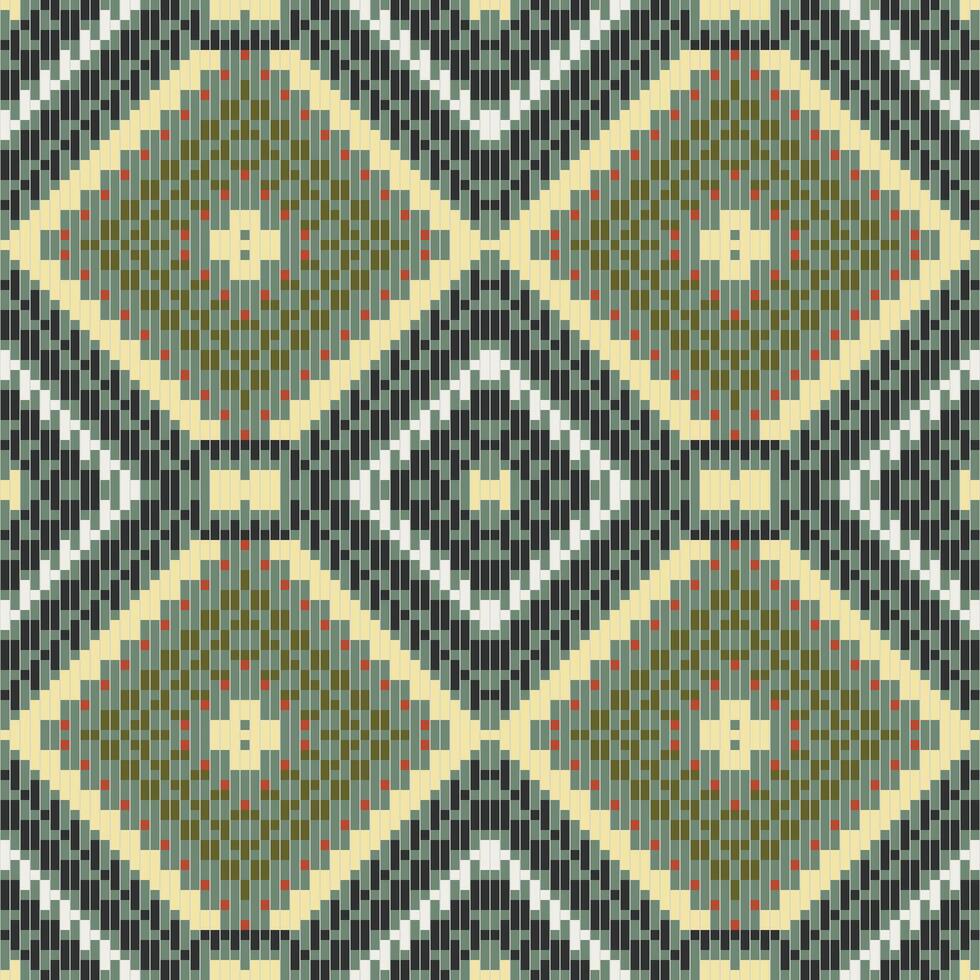 Sari Border Double Ikat Patternfolk Embroidery, Aztec Geometric Ornament Print. Design for Carpet, Wallpaper, Clothing, Wrapping, Fabric vector