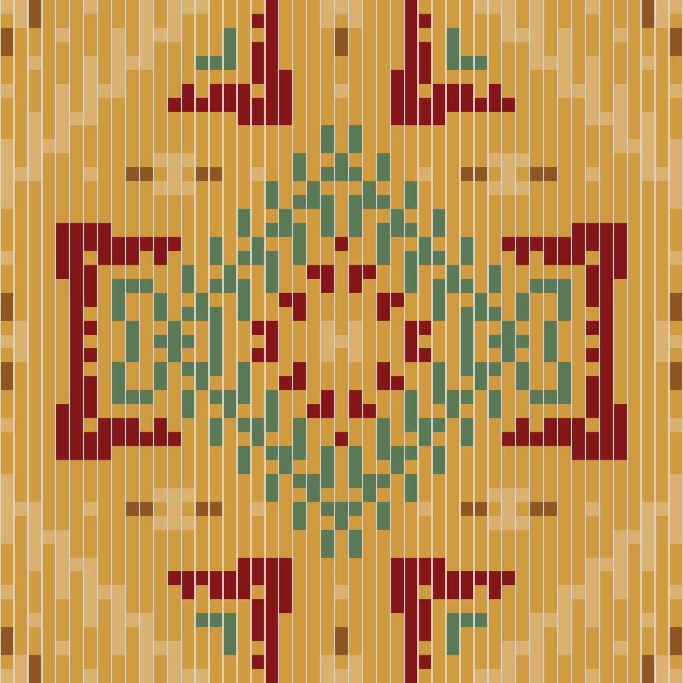 Aztec Pixel Islamic Art Geometric Patternfolk Embroidery, Aztec Geometric Ornament Print. Design for Carpet, Wallpaper, Clothing, Wrapping, Fabric vector