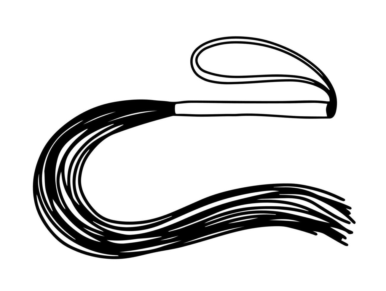 Flogger leather sketch. Hand drawn BDSM device for spanking doodle illustration vector