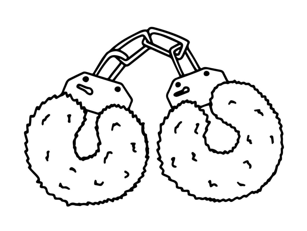 Fur handcuffs doodle illustration vector