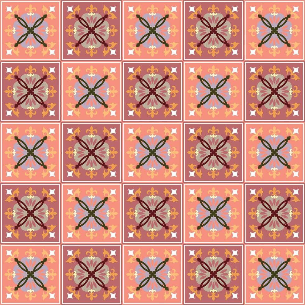 vintage patterned tile design vector