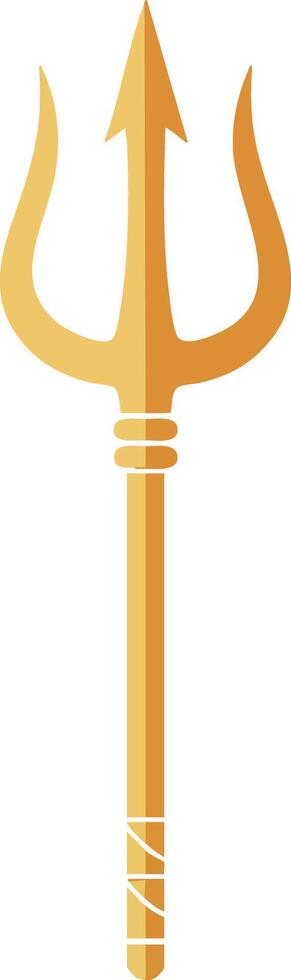 Golden trident design with sharp prongs and handle in simple style perfect for mythology and sea themes vector