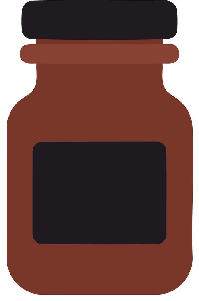 Brown jar with black lid and label illustration for packaging and storage design purposes vector