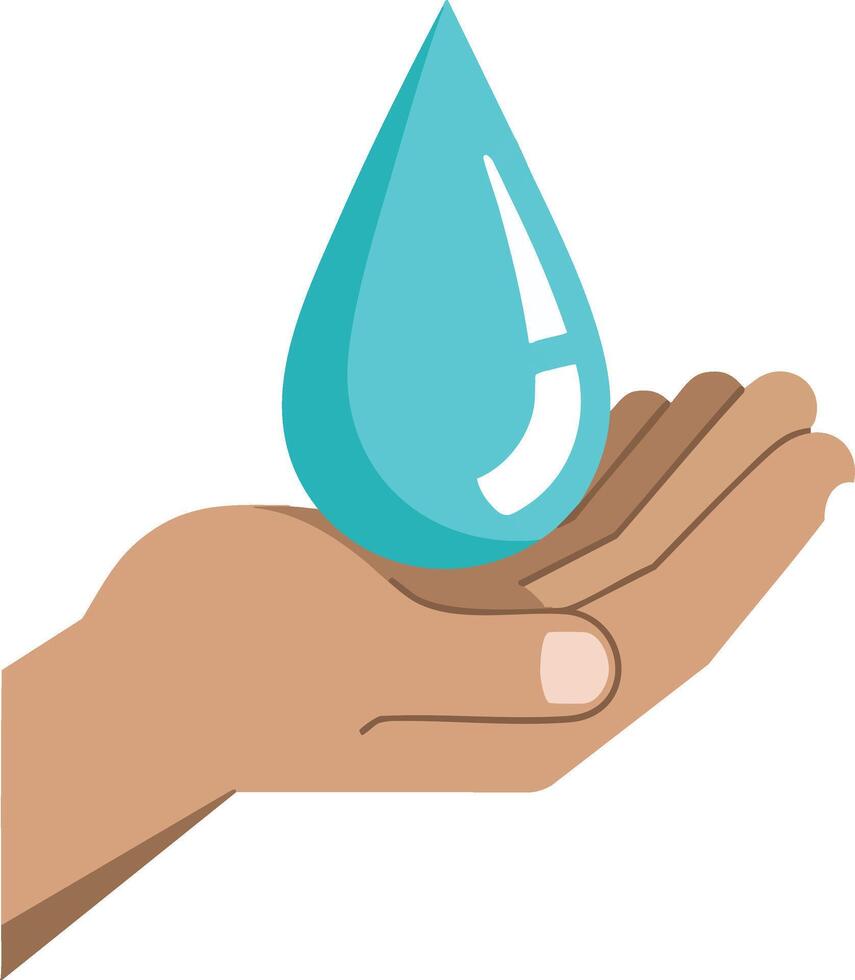 Human Hand Holding Large Blue Water Drop Symbolizing Clean Water and Conservation Efforts in Format vector