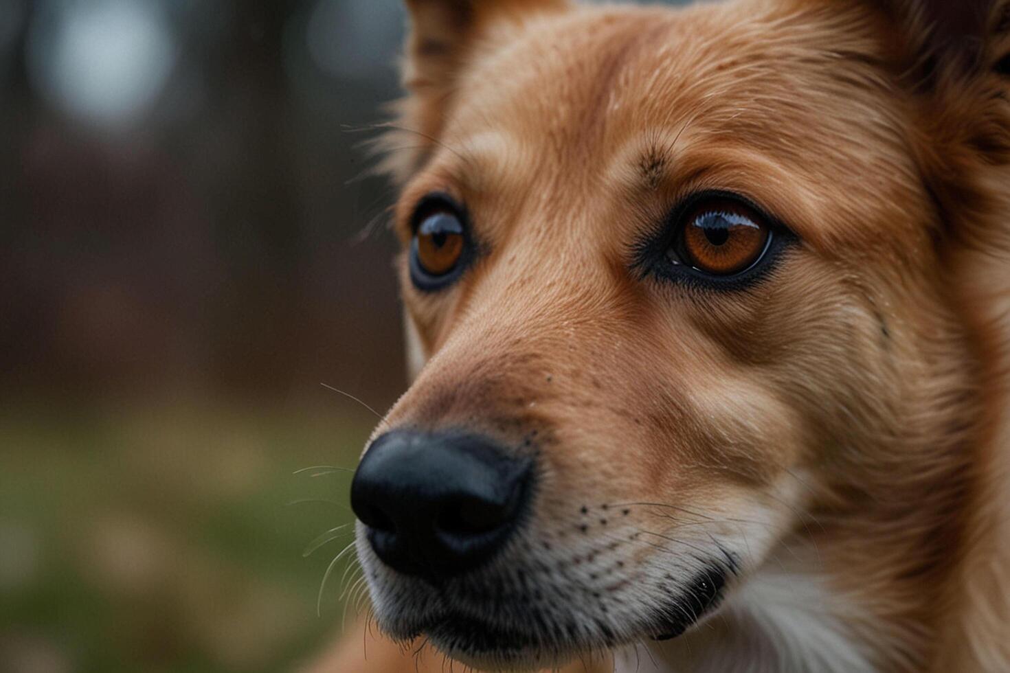 A close up of a brown dog with big eyes photo