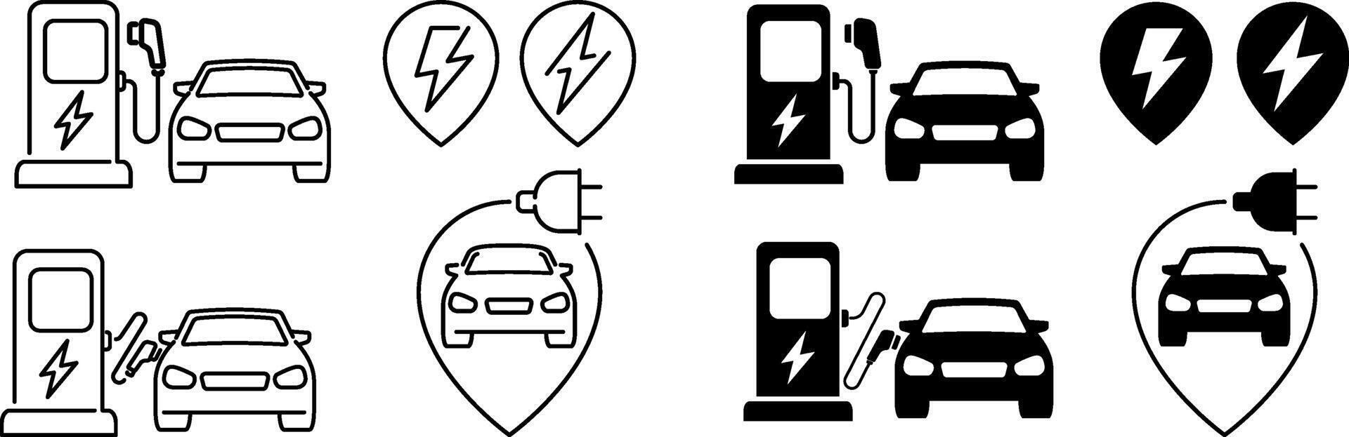 Electric car charging station icon vector