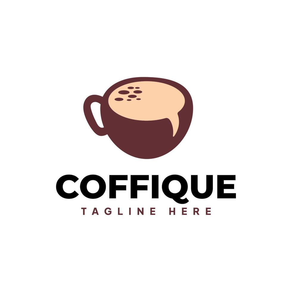 Coffee Cup and Speech Bubble Logo - Template for Coffee Break and Chat-Themed Cafe Branding vector