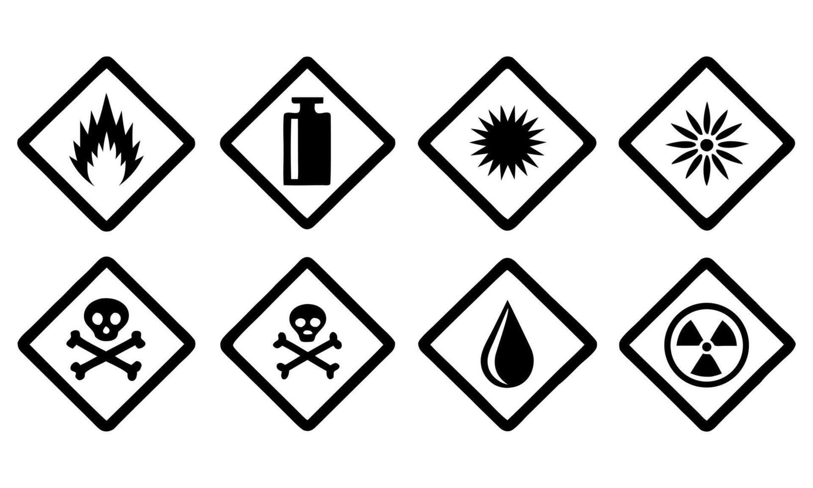 Collection of Hazardous Material Pictograms Warning Symbols for Chemical Safety Hazards in Workplace Laboratories and Transport of Dangerous Goods vector