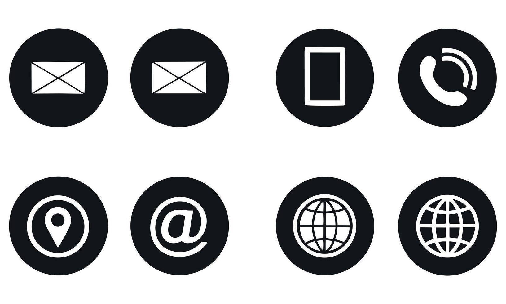 Diverse Contact Information Icons Set in Black Circles Communicating Connection and Communication Methods for Business and Personal Communication vector