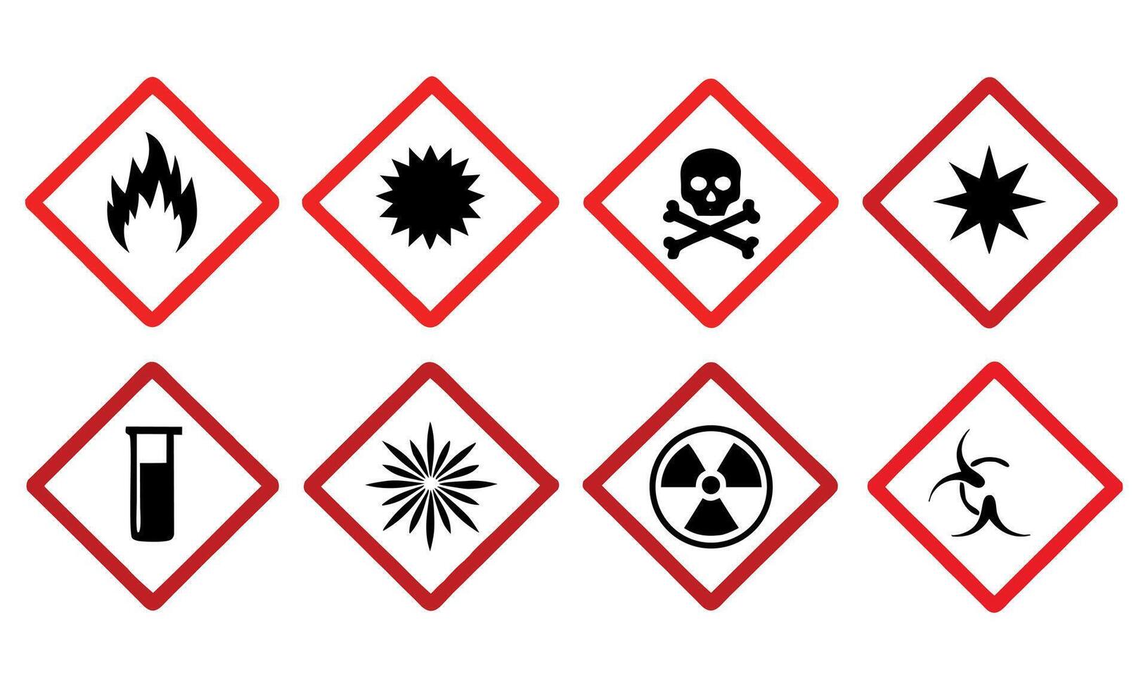 Chemical Hazard Pictograms Displaying Potential Risks and Safety Measures in Scientific or Industrial Settings Presenting Important Safety Information vector