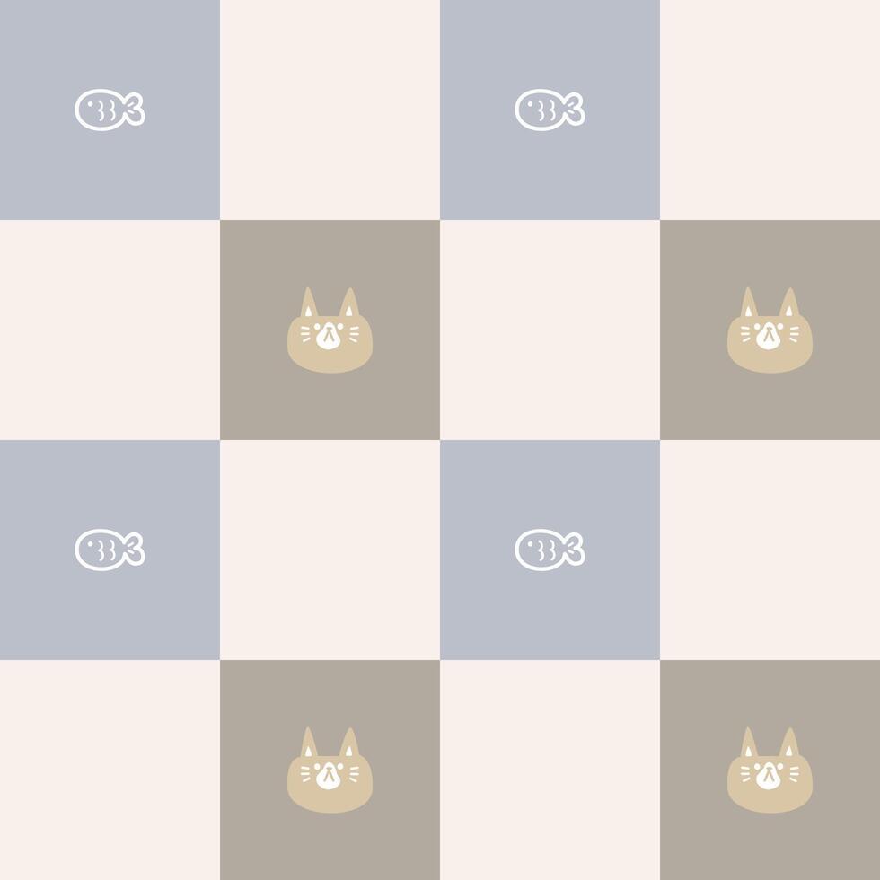 seamless minimal animal pet cat repeat pattern background vector