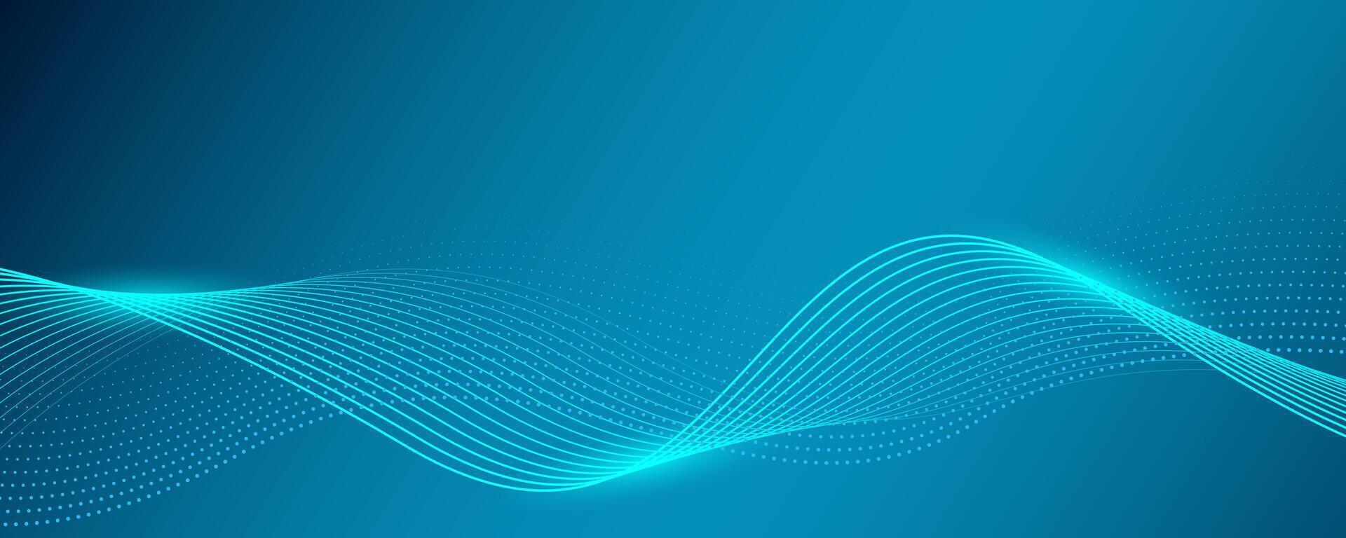 Dark blue background future technology concept.Abstract dynamic line wave flowing particle. Suitable for banner, poster, cover, brochure, flyer, website vector