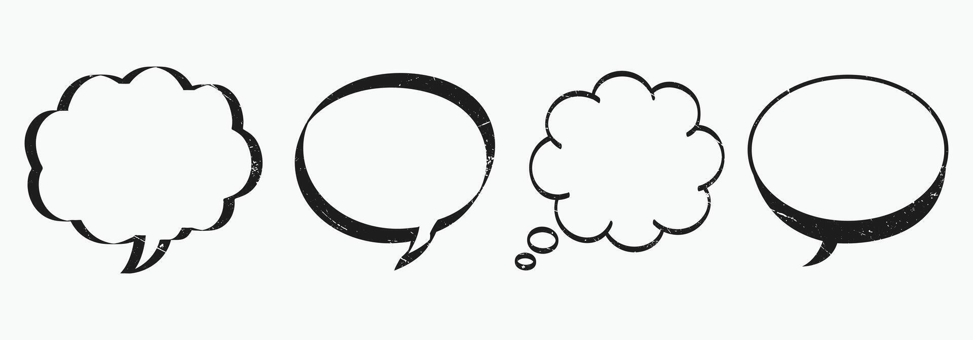 Distressed Cartoon Style Speech Bubbles Set for Design Elements and Graphics vector