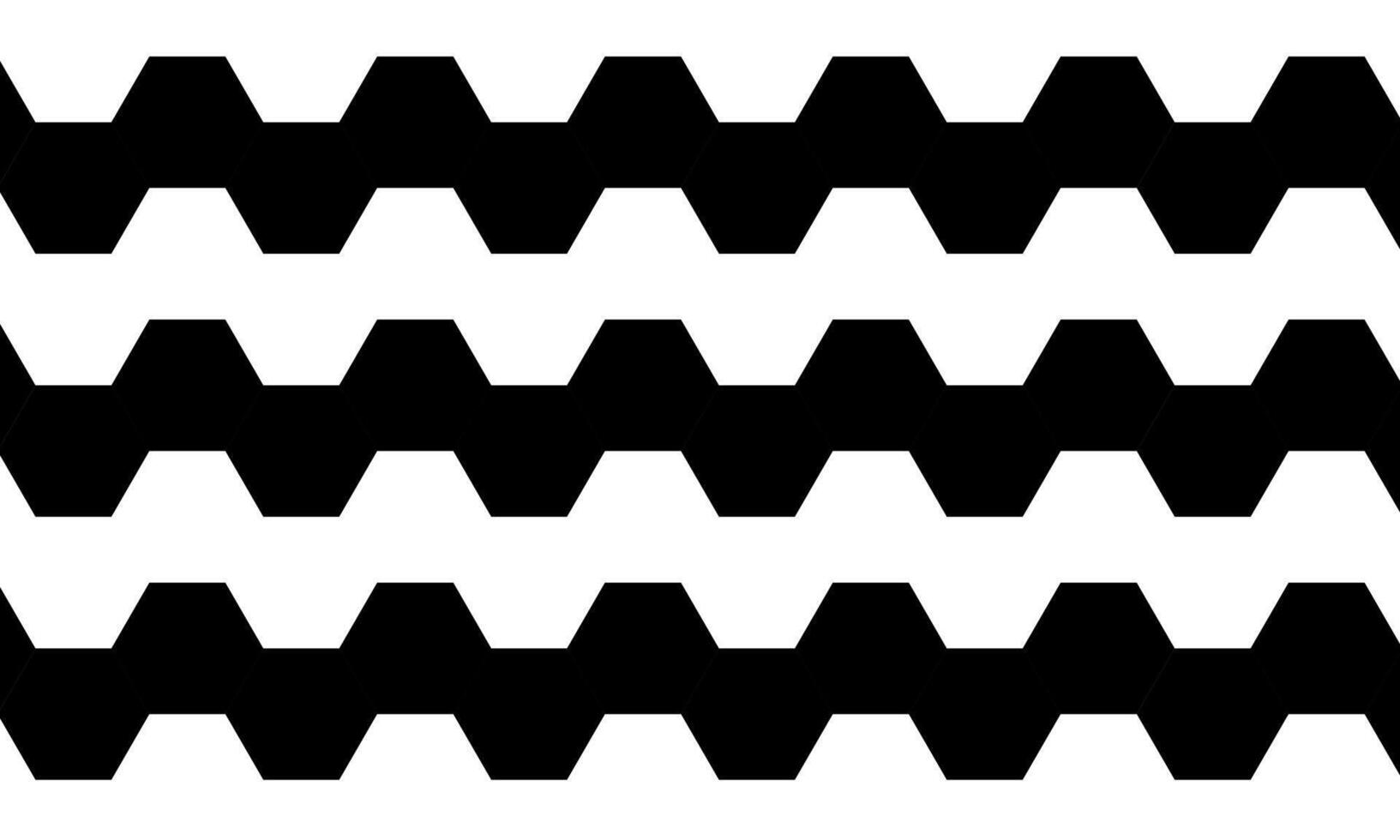 Hexagon black and white geometric pattern. horizontal pattern. dynamic monochrome art. vector