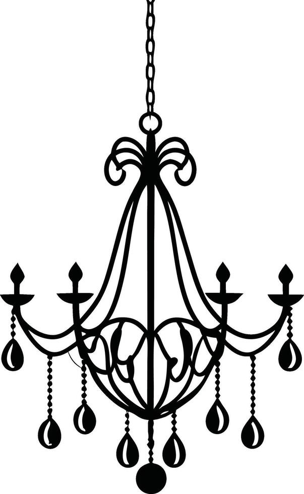 Elegant Black Chandelier Silhouette vector