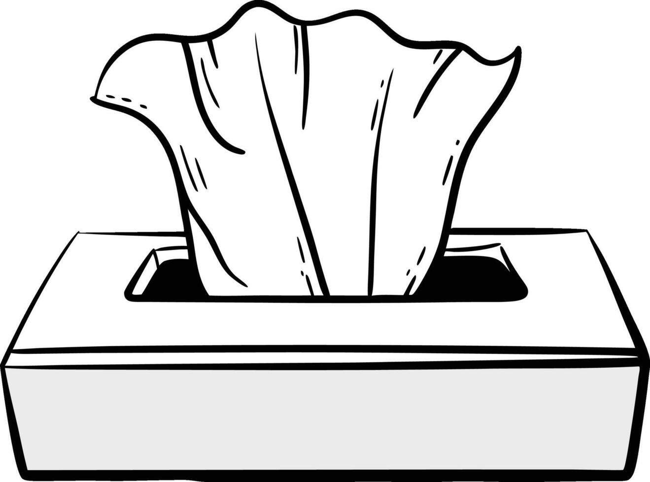 Tissue Box with Tissues Coming Out Black and White Line Art vector