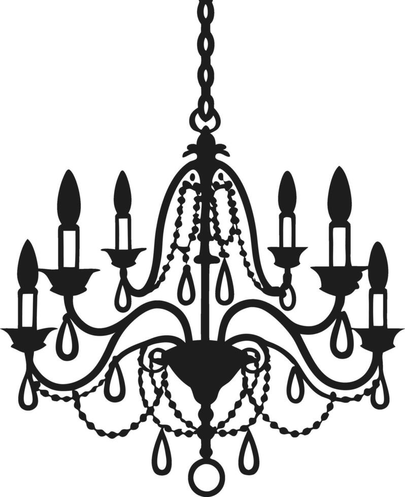 Elegant Silhouette Chandelier with Ornate Details vector