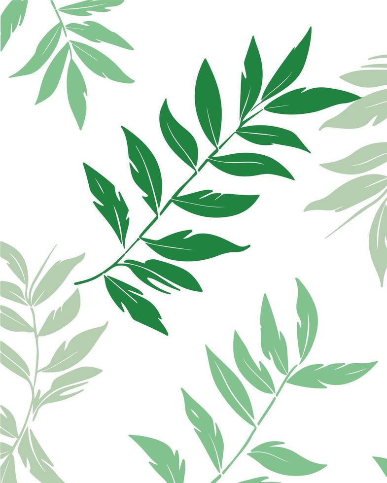 Green Leaf Pattern Botanical Illustration Nature Design Floral Background Greenery Texture Spring Foliage vector