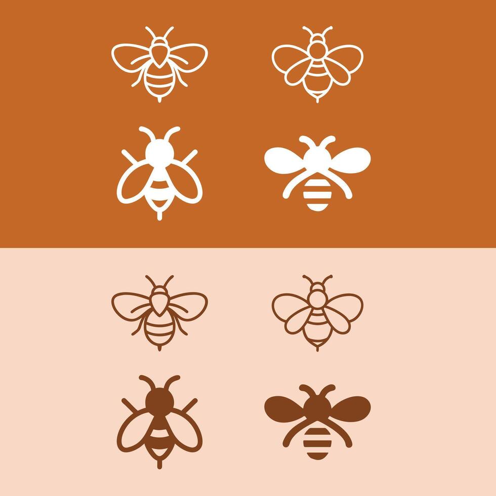 Bee Icons Minimalist Designs for Branding, vector