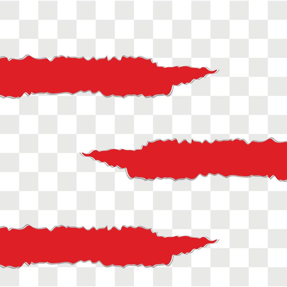 Red Torn Paper Strips Set Isolated for Overlay Design vector