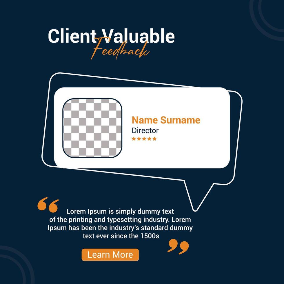 Client Testimonial Template Valuable Feedback Design for Social Media vector