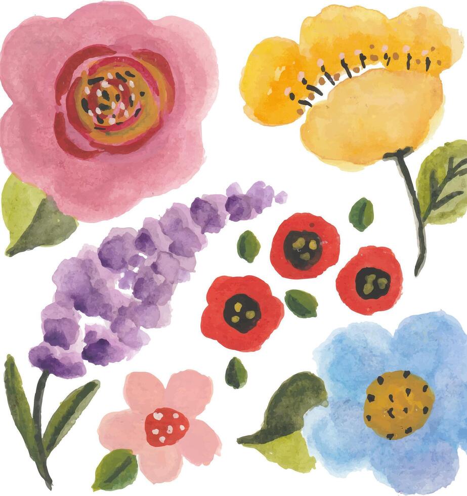 Colorful Watercolor Floral Arrangement Pattern vector