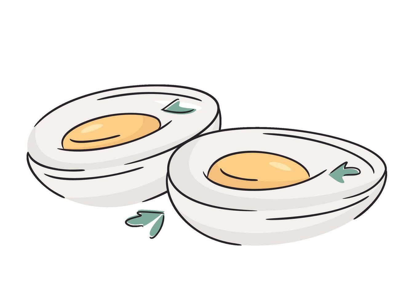Boiled eggs cut in half with herbs. Fresh chicken egg. healthy eating or farm freshness concept, protein breakfast. Bright and clean design, minimal illustration. vector