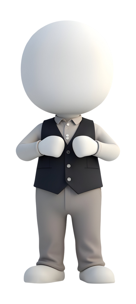 Faceless figure stands respectfully, wearing formal vest and pants png