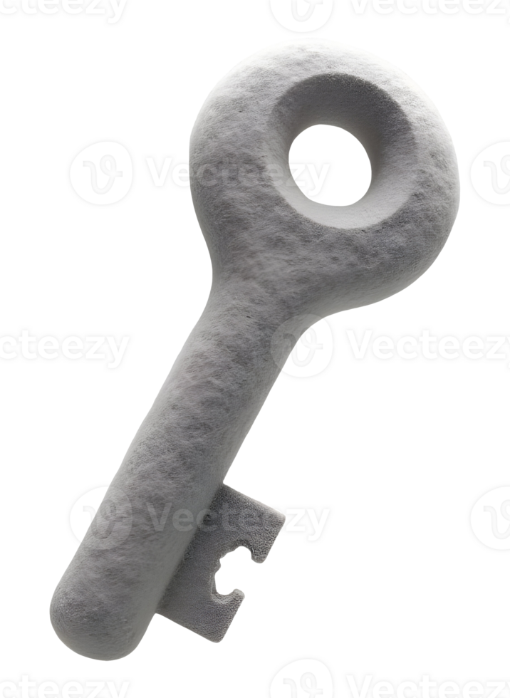 Old grey stone key, rustic isolated object symbolizing mystery and solution png