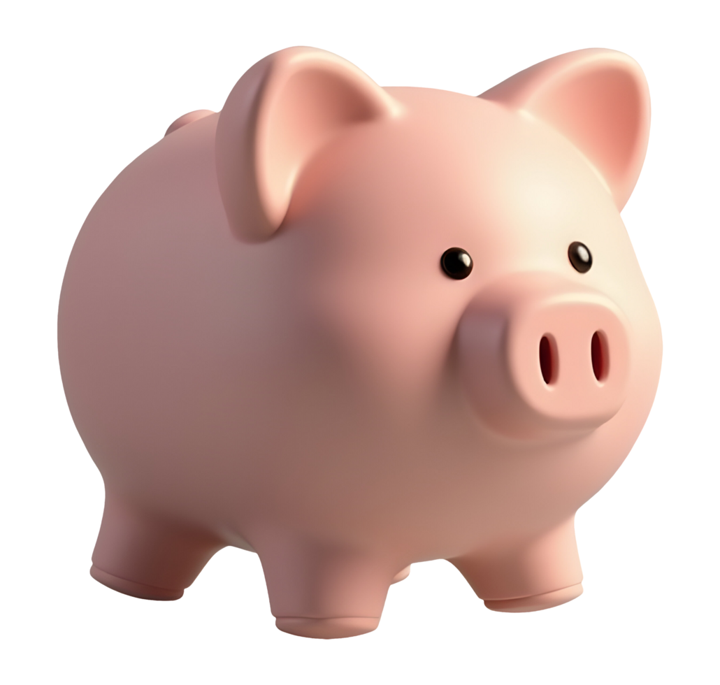 Pink piggy bank symbolizes saving money, financial growth, and secure future png