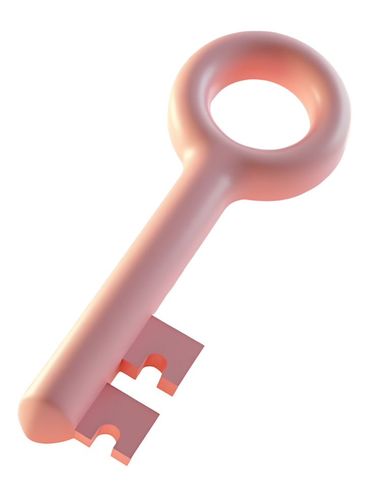 Shiny pink key holds potential to unlock secrets and new opportunities png