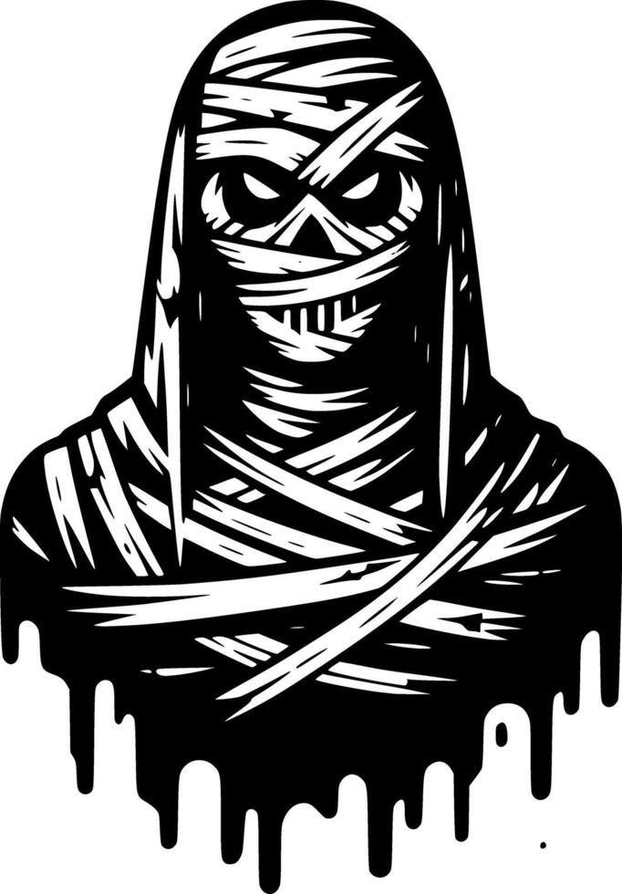 Mummy face with dripping paint on a white background vector