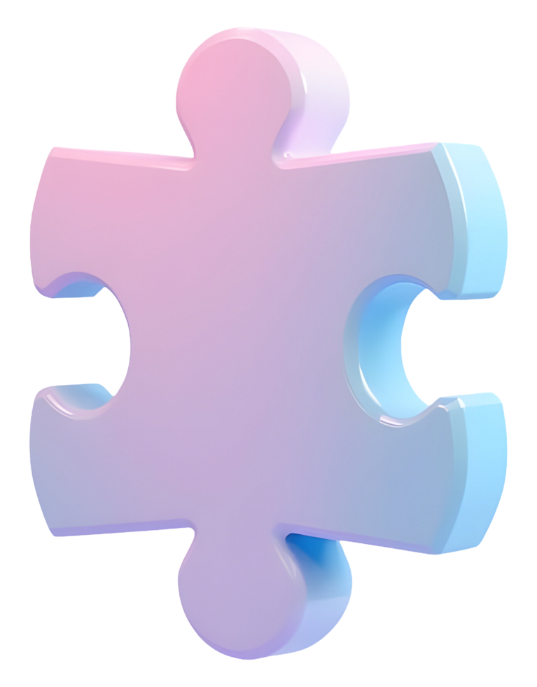 Single pastel gradient puzzle piece representing solution and connection png