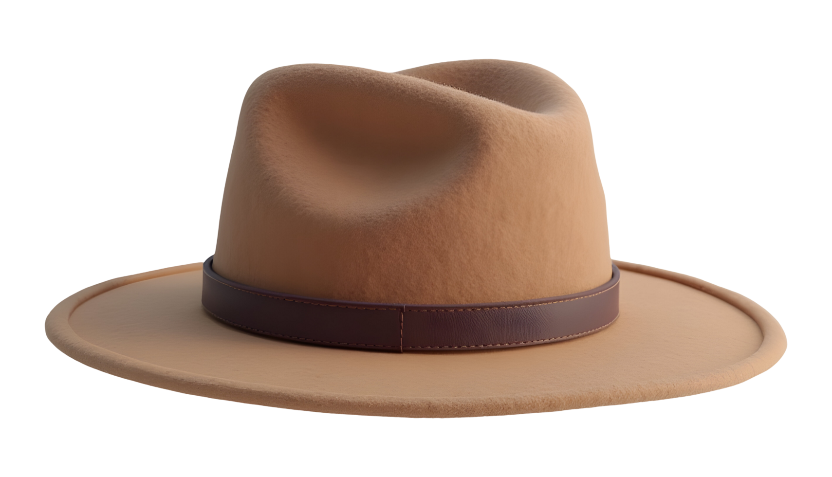 Stylish tan fedora hat evokes classic fashion for travel and adventure png