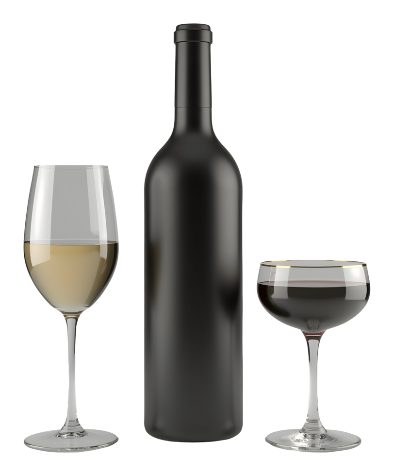 Elegant wine bottle and glass set, perfect beverage drink for enjoyment png