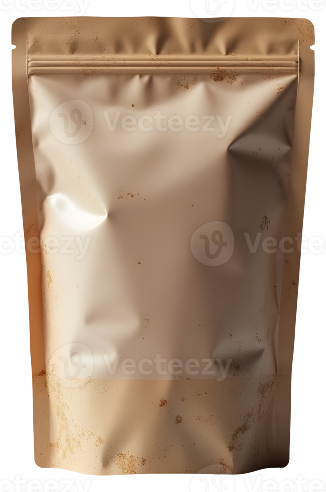 Kraft paper stand up pouch ready for versatile product filling. Empty packaging awaits png