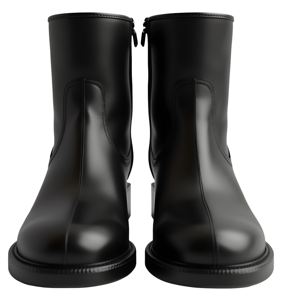 Shiny black leather boot, elegant footwear, classic stylish design png