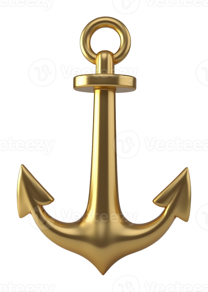 Shiny golden anchor. strong nautical symbol of stability and hope png