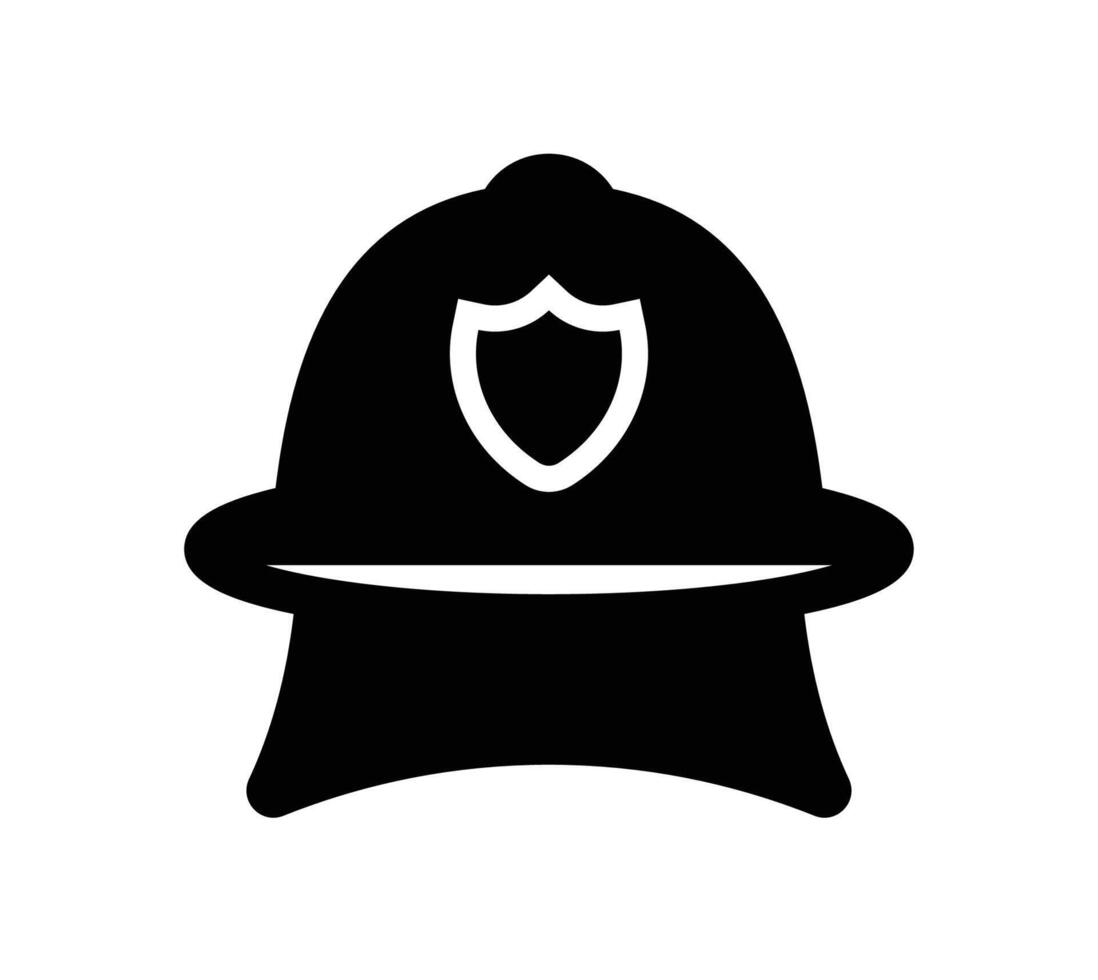 Iconic Police Hat Silhouette with Shield Emblem in Simple Black Design vector