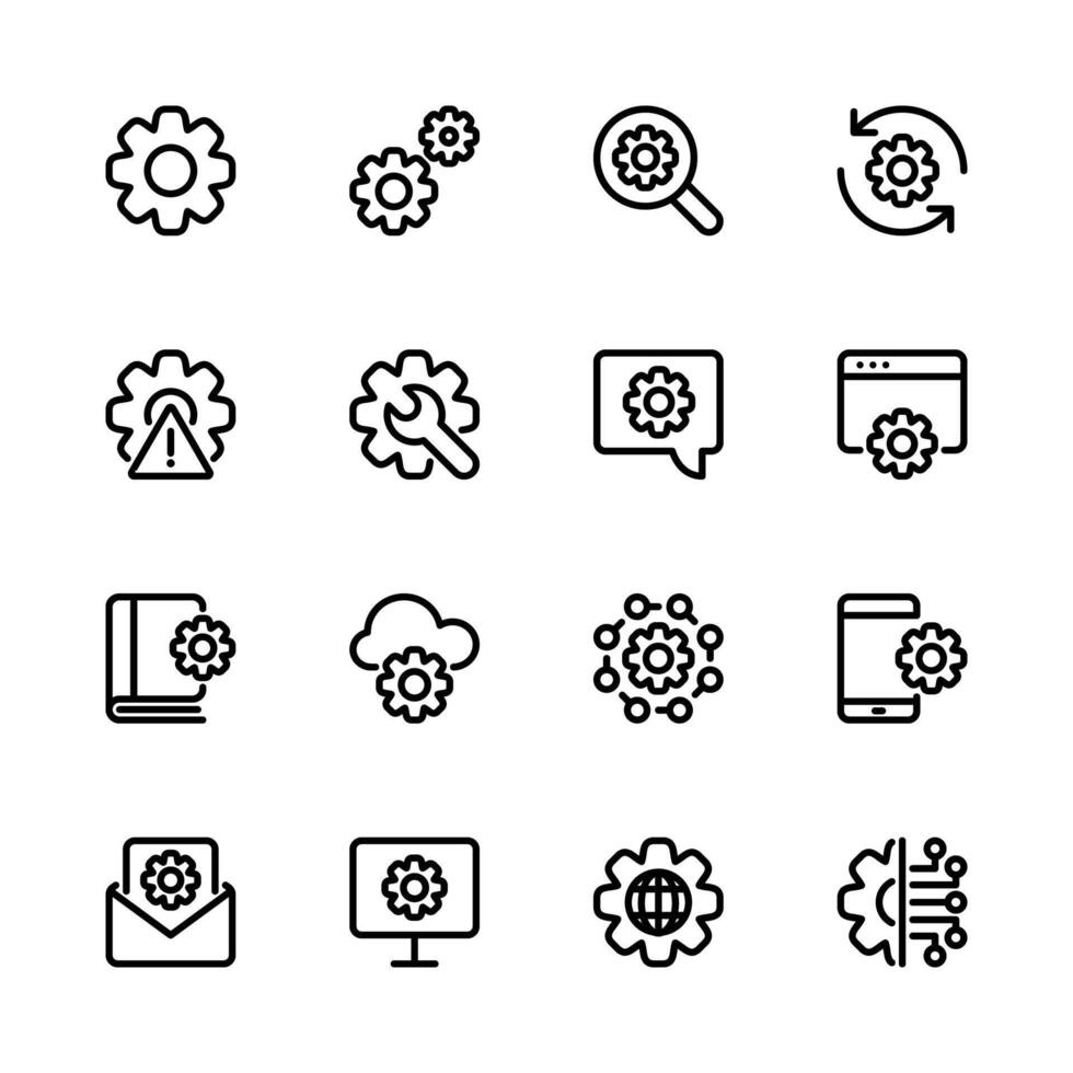 Set of gear icons. Setting icon set. vector
