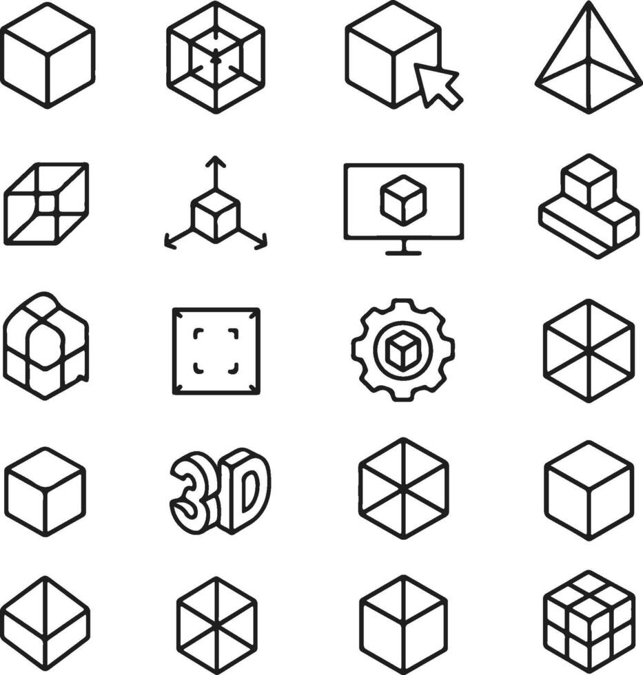 a set of different 3d cube icons vector