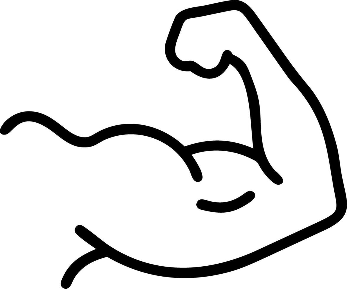 A black and white drawing of a muscular arm vector