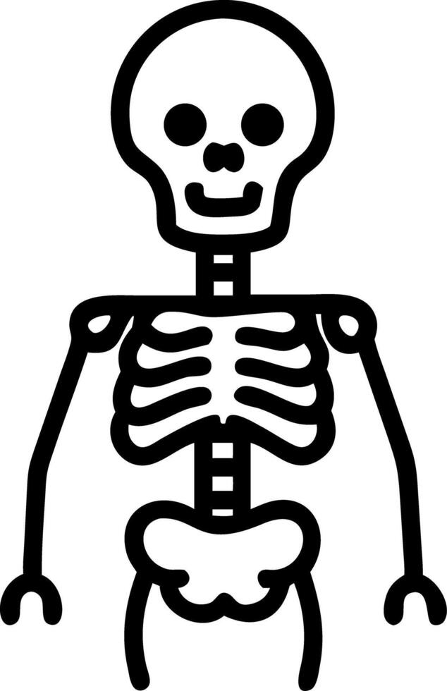 A skeleton is shown in black and white vector