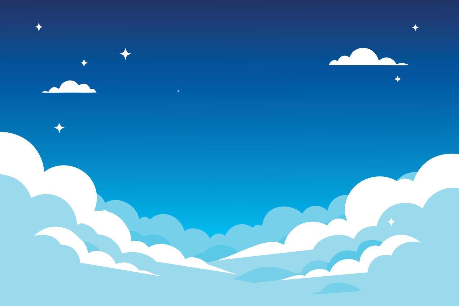 Beautiful Pixel Art Sky With Fluffy Clouds Stars And A Clear Blue Night Sky vector