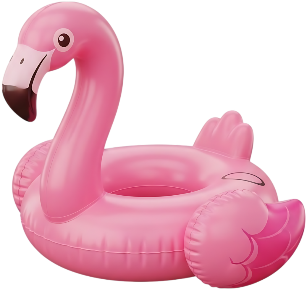 pink inflatable flamingo floating 3d icon transparent background png
