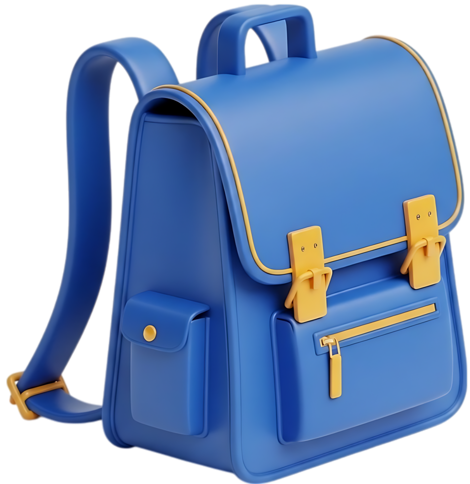 blue backpack 3d icon transparent background png